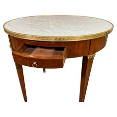 18th Century French Louis XVI Mahogany Table - Carrera Marble and Ormolu Mounts