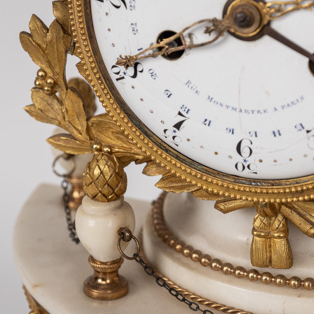 18th Century French Louis XVI Marble & Gilt Bronze Portico Clock C. Bertrand For Sale 5