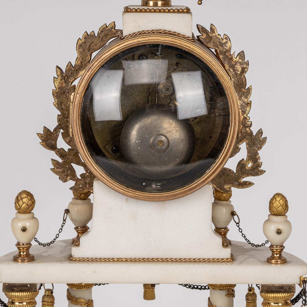 18th Century French Louis XVI Marble & Gilt Bronze Portico Clock C. Bertrand For Sale 8