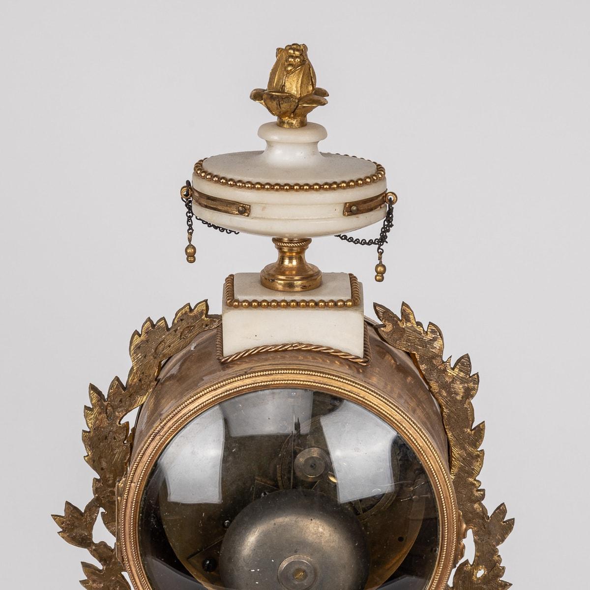 18th Century French Louis XVI Marble & Gilt Bronze Portico Clock C. Bertrand For Sale 9