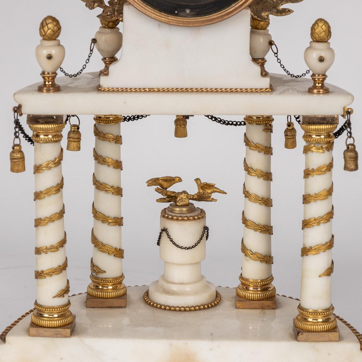 18th Century French Louis XVI Marble & Gilt Bronze Portico Clock C. Bertrand For Sale 10