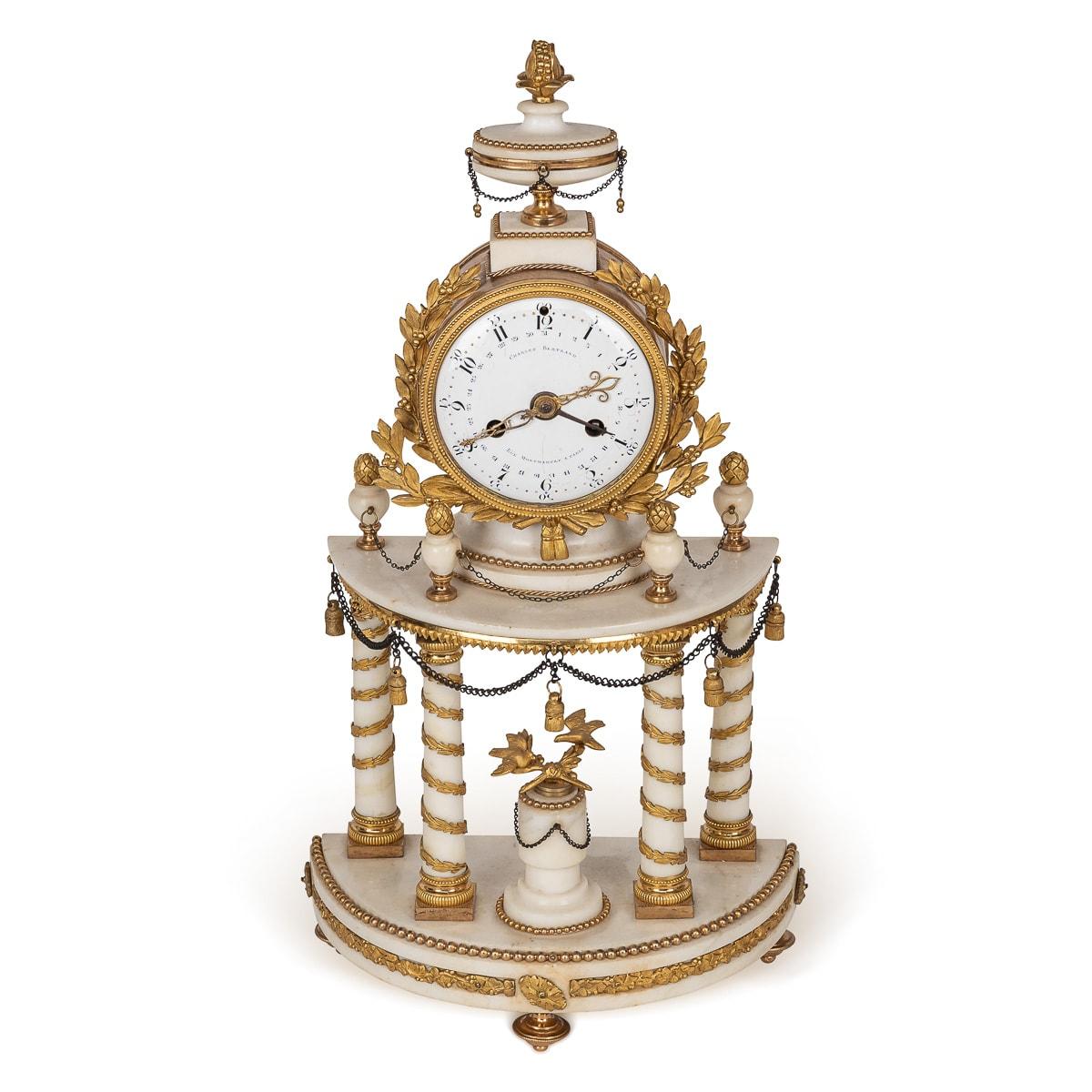 Ormolu 18th Century French Louis XVI Marble & Gilt Bronze Portico Clock C. Bertrand For Sale