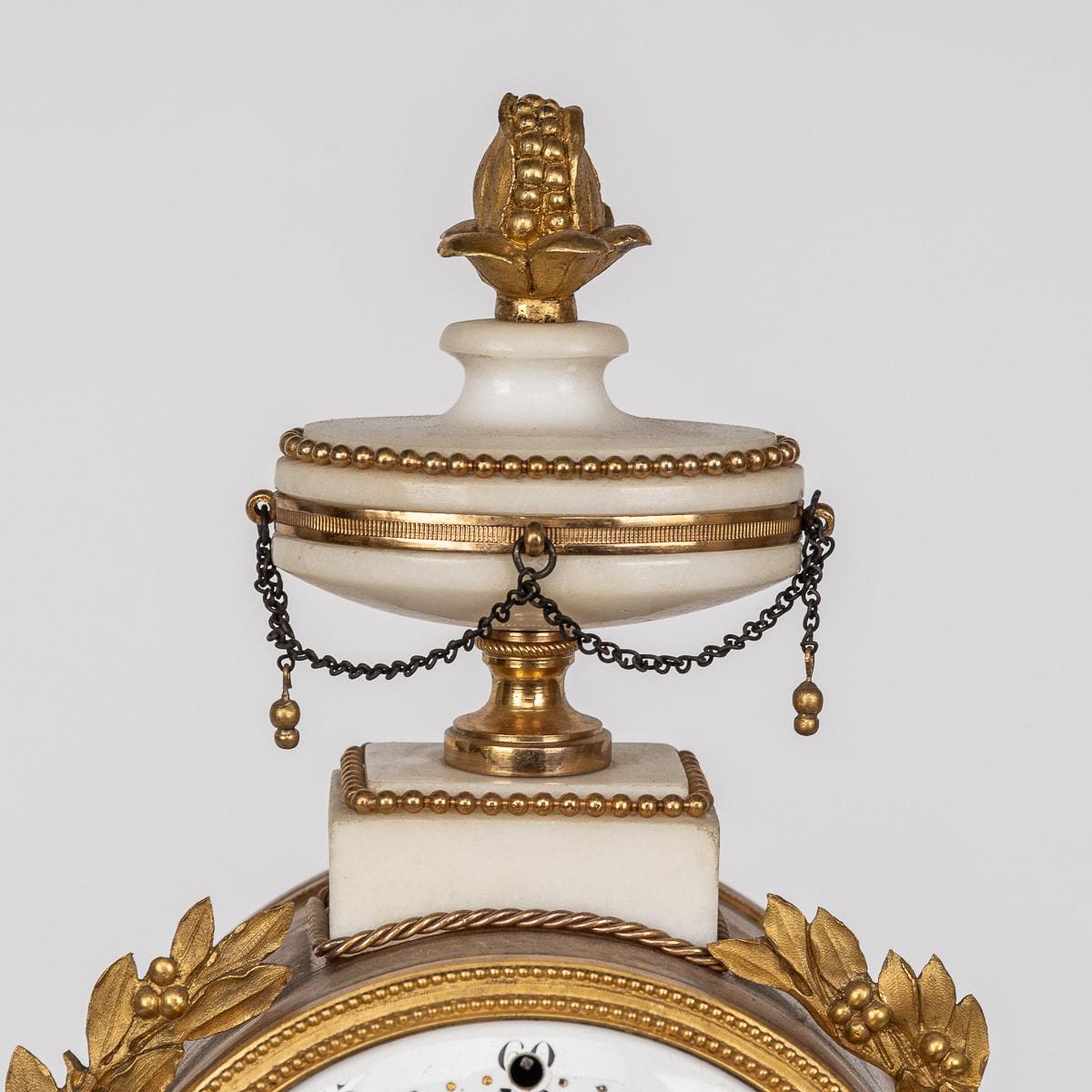 18th Century French Louis XVI Marble & Gilt Bronze Portico Clock C. Bertrand For Sale 1