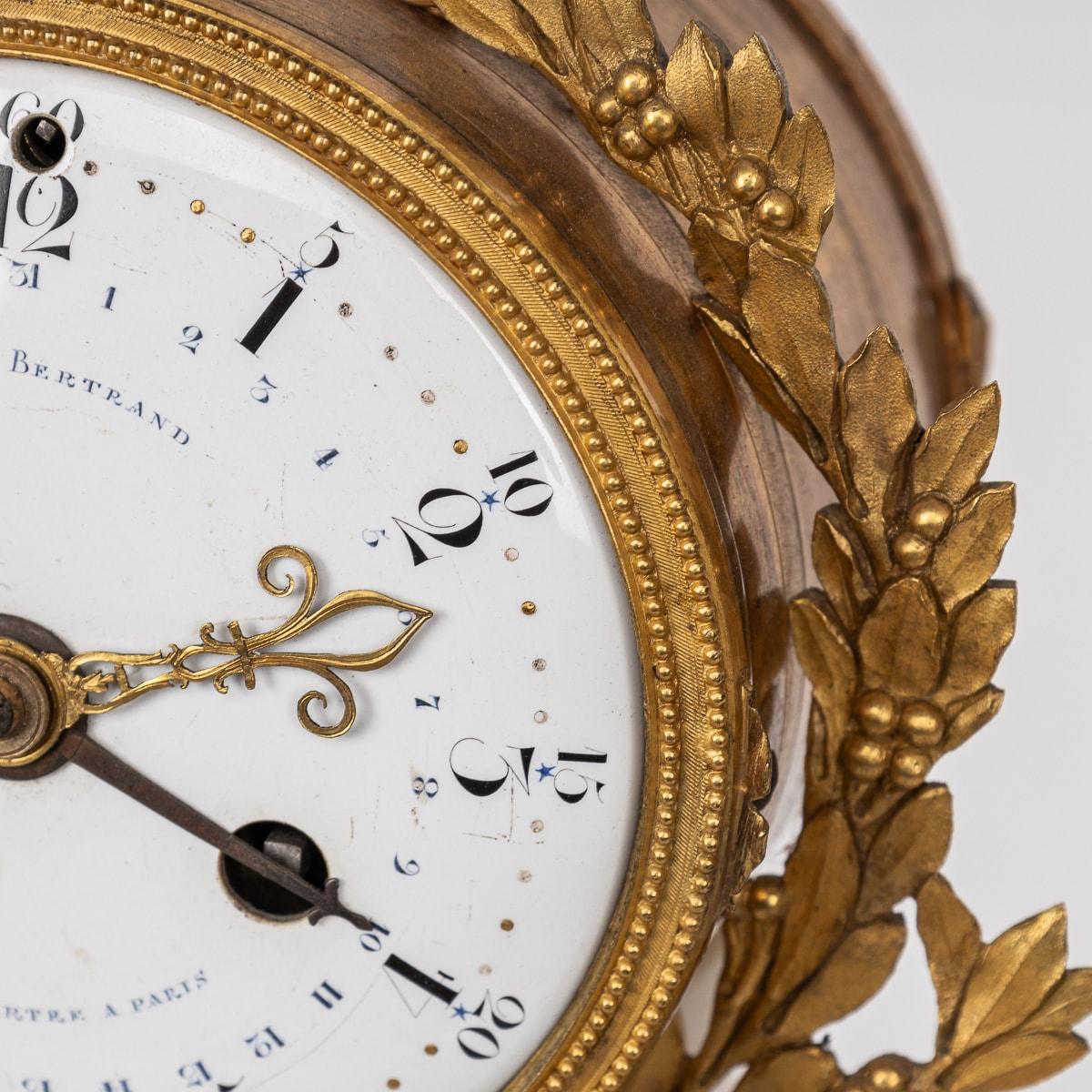 18th Century French Louis XVI Marble & Gilt Bronze Portico Clock C. Bertrand For Sale 4