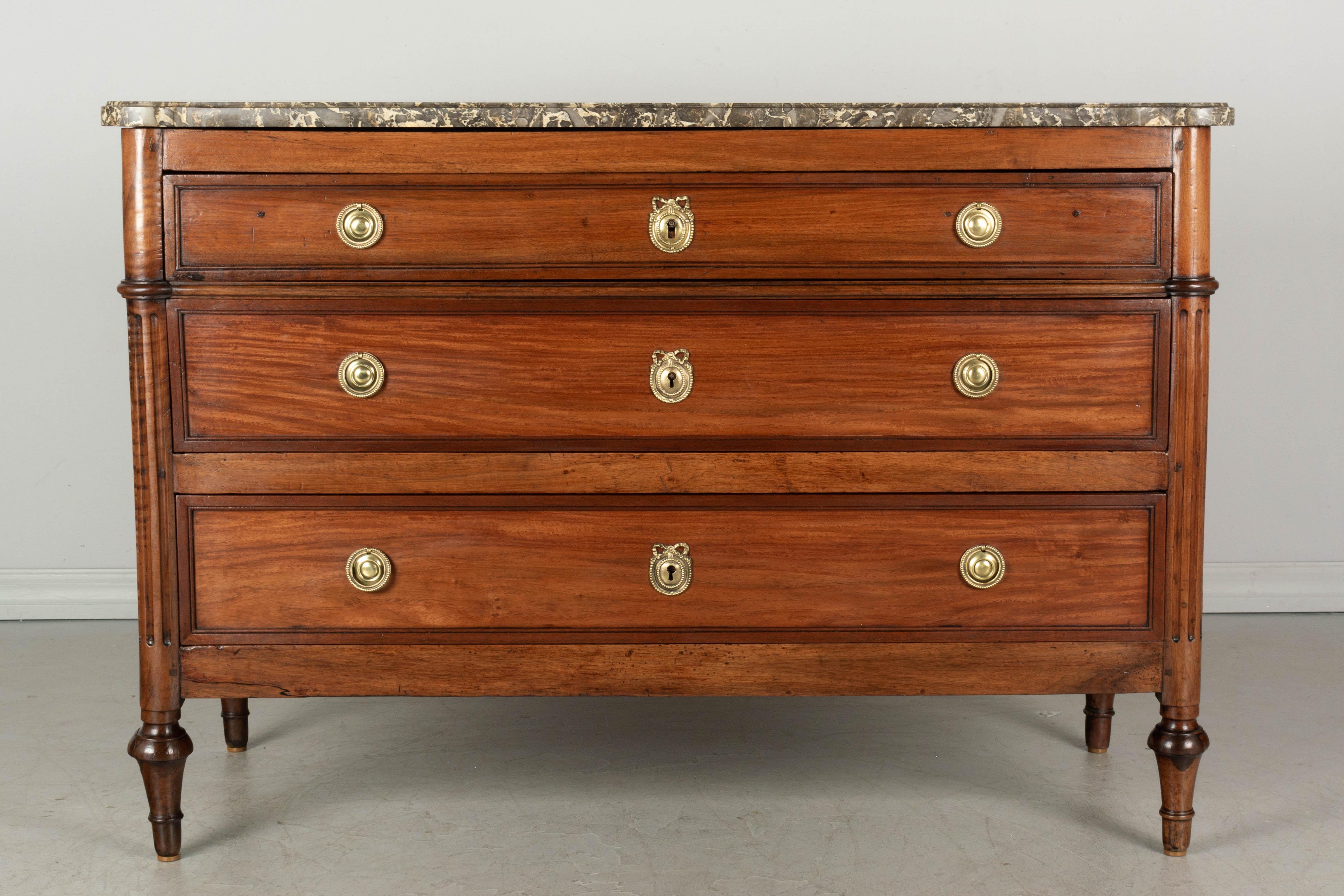 18th Century French Louis XVI Marble Top Commode In Good Condition In Winter Park, FL