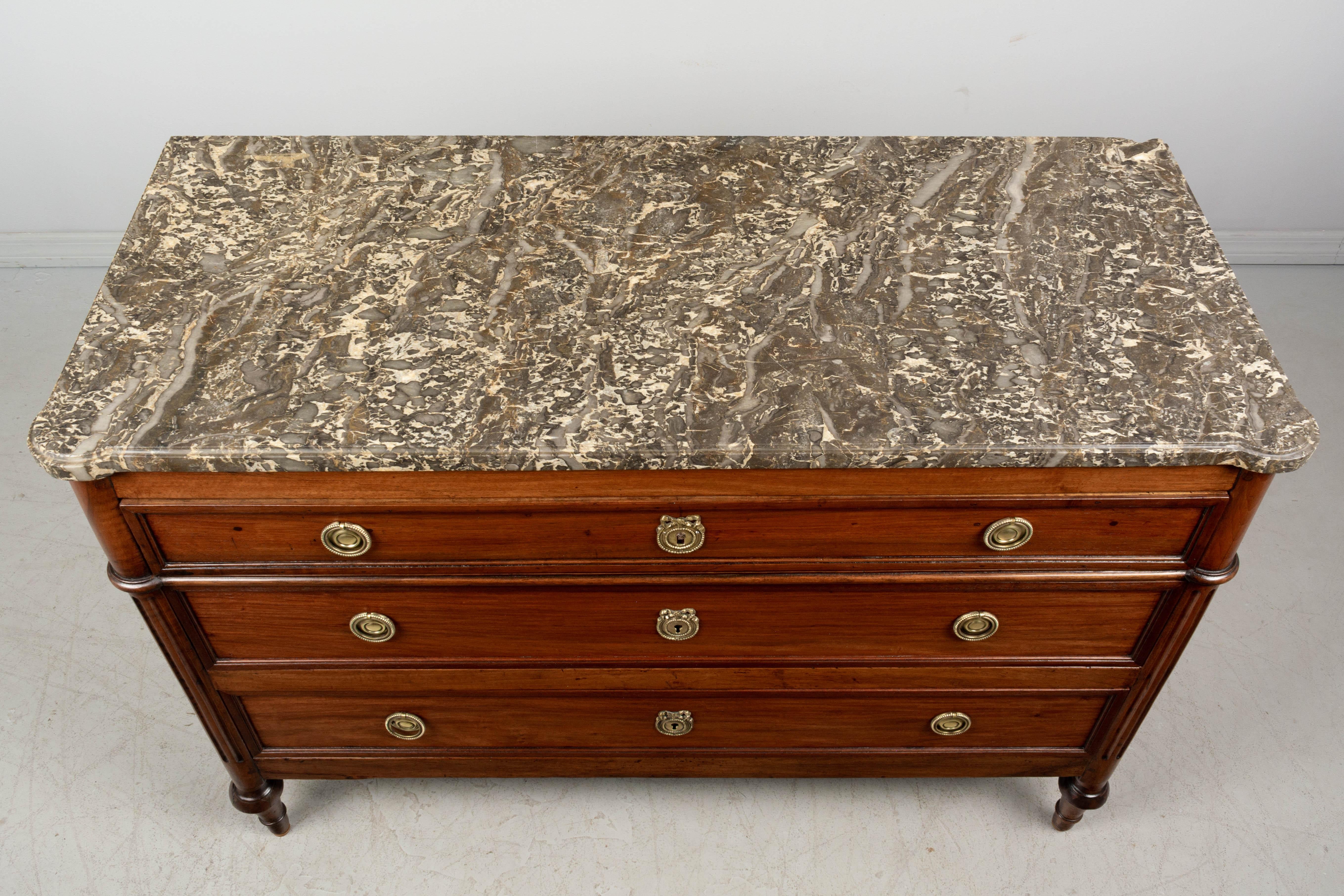 18th Century and Earlier 18th Century French Louis XVI Marble Top Commode