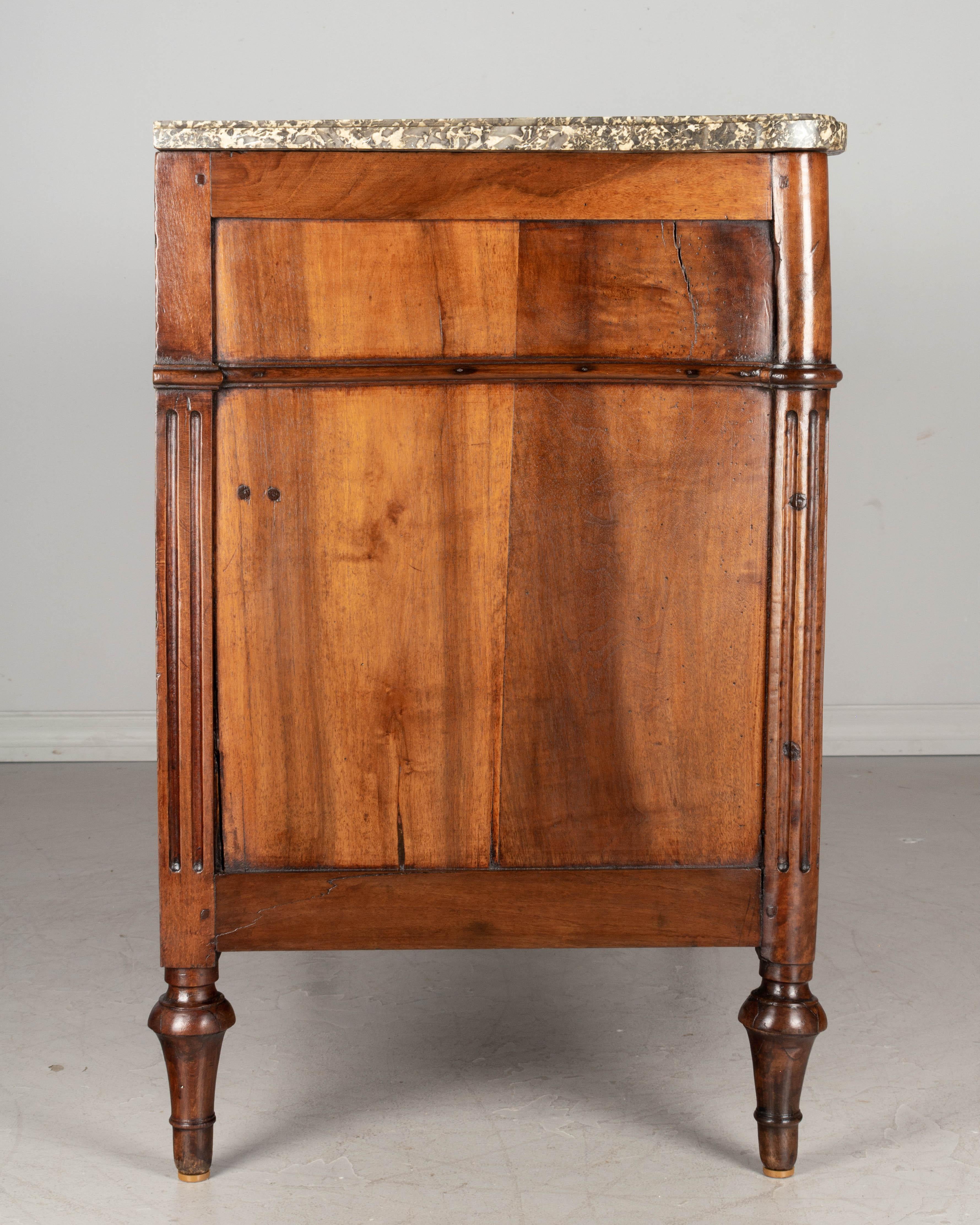 Brass 18th Century French Louis XVI Marble Top Commode