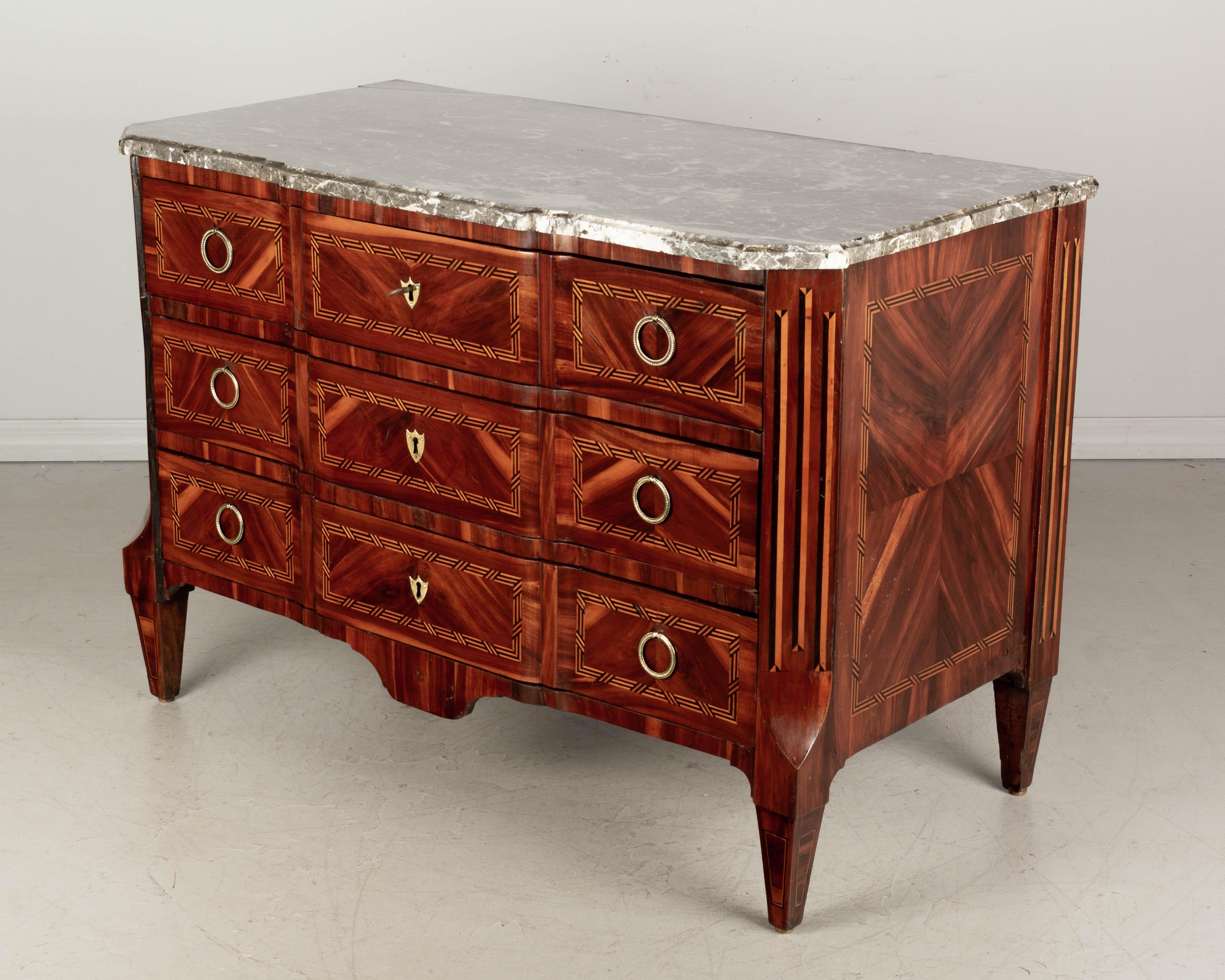 Hand-Crafted 18th Century French Louis XVI Marquetry Commode For Sale