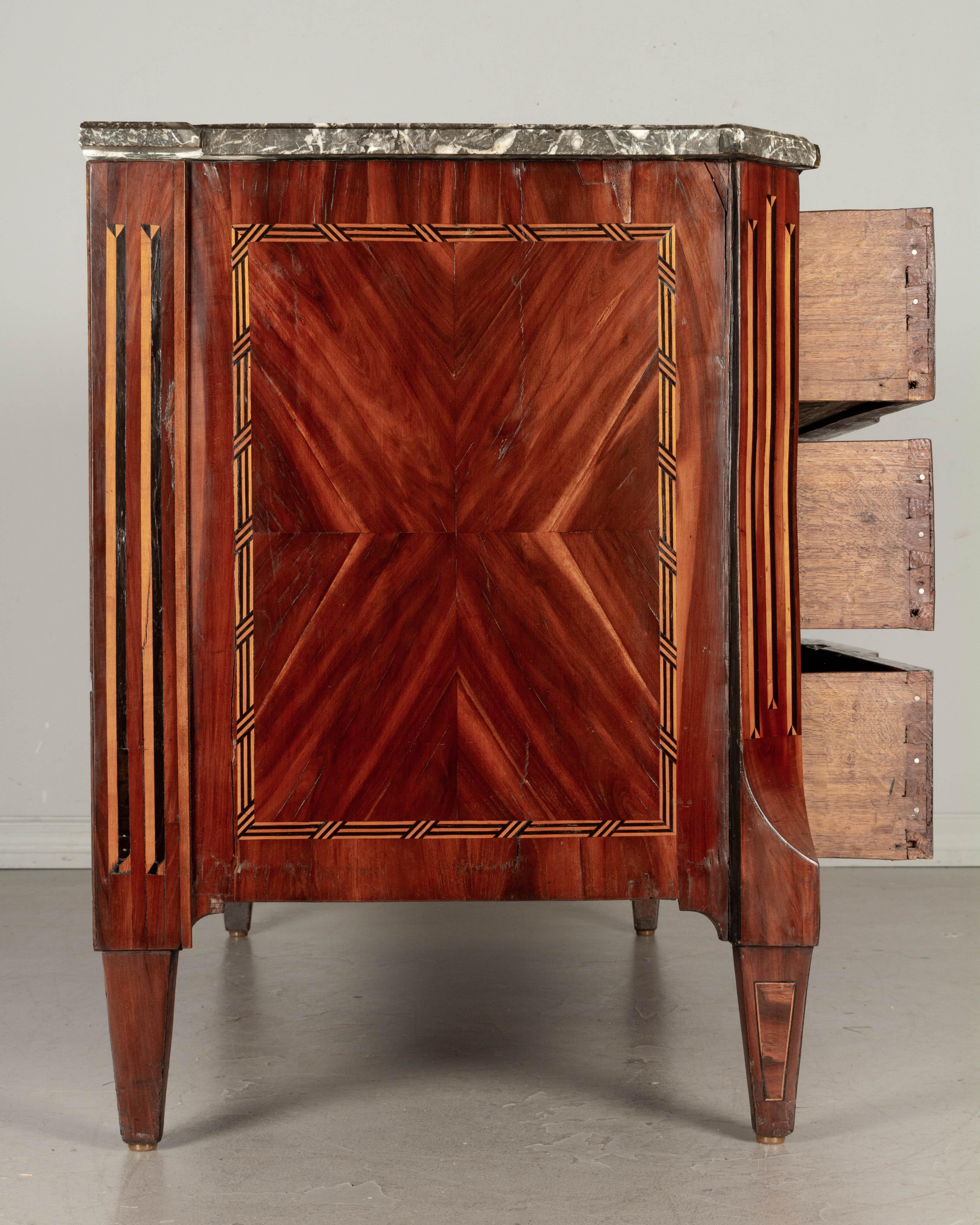 Marble 18th Century French Louis XVI Marquetry Commode For Sale