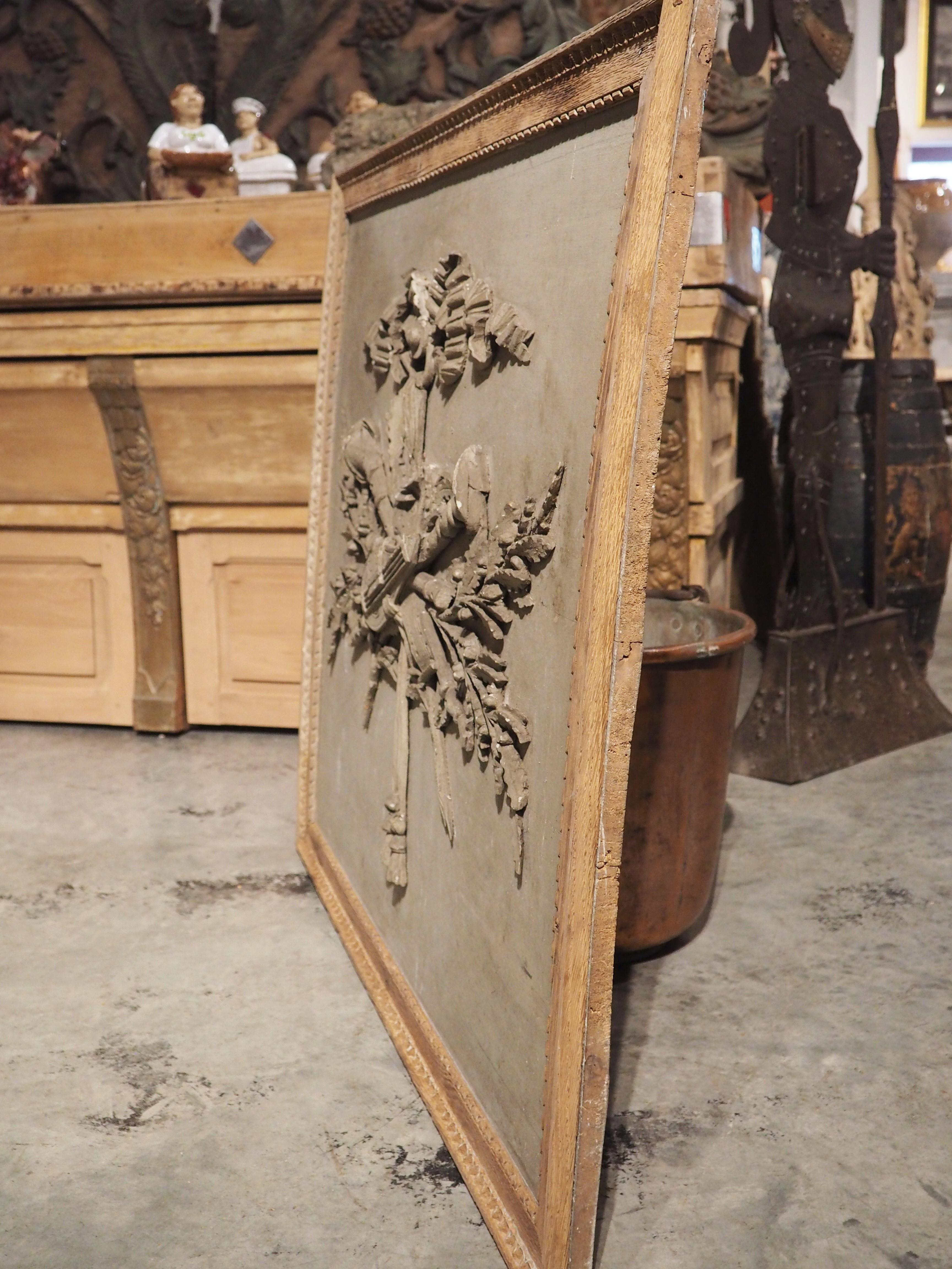 18th Century French Louis XVI Musical Trophy Boiserie Panel in Carved Oak Frame For Sale 10