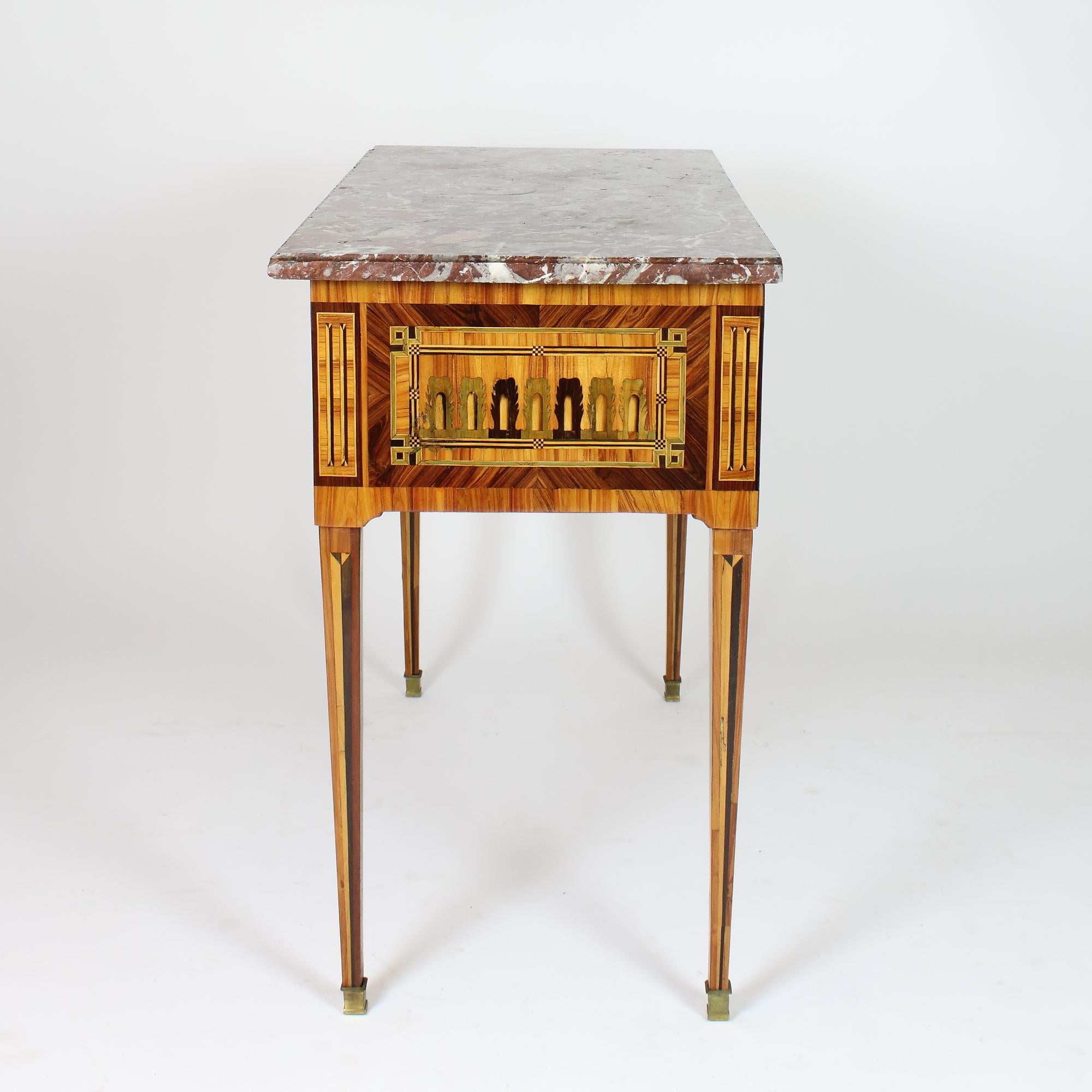 18th Century French Louis XVI Neoclassical Marquetry Console Table For Sale 1