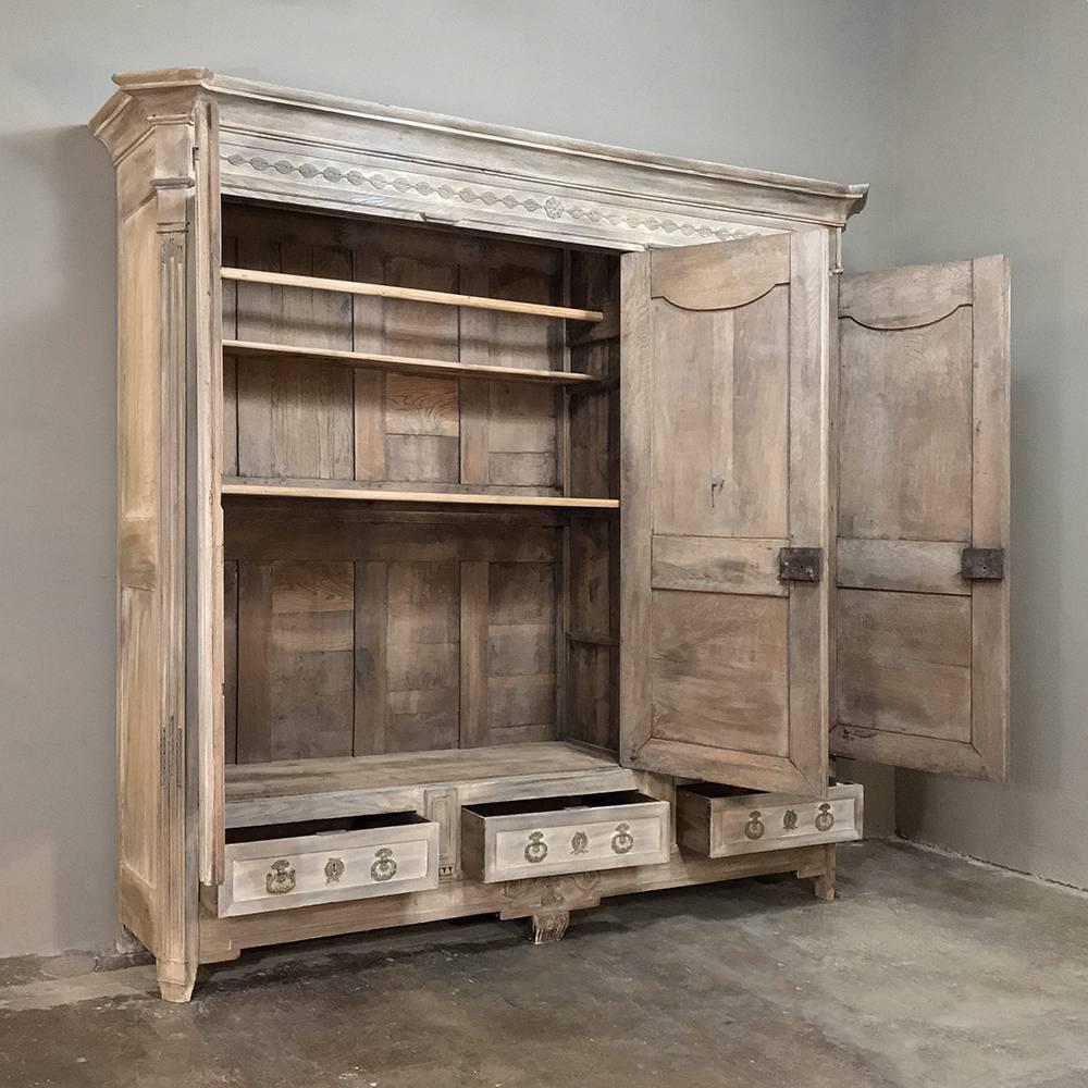 18th Century French Louis XVI Neoclassical Stripped Oak Armoire 9