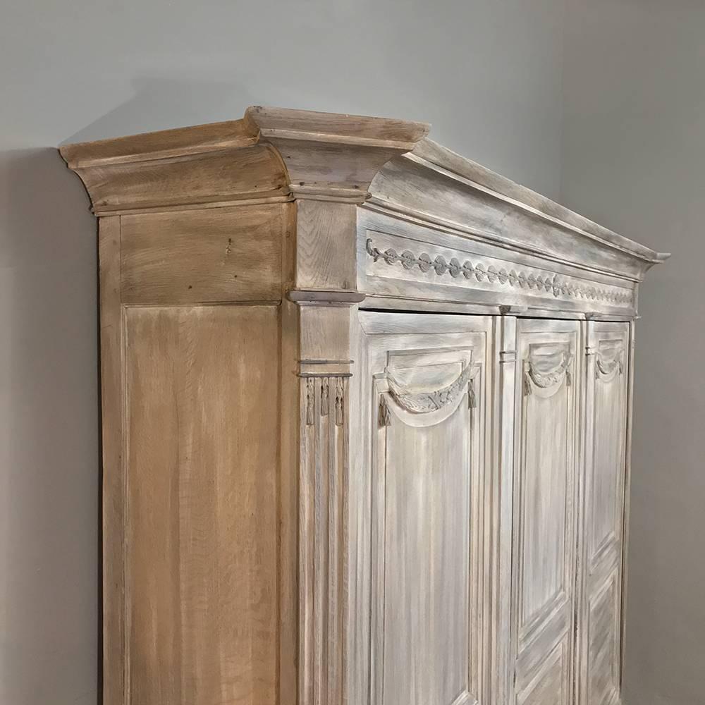 18th Century French Louis XVI Neoclassical Stripped Oak Armoire 1
