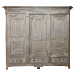 18th Century French Louis XVI Neoclassical Stripped Oak Armoire