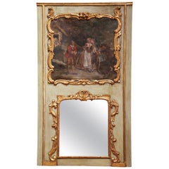 Französischer Louis-XVI-Wandspiegel aus bemaltem und vergoldetem Holz, 18. Jahrhundert