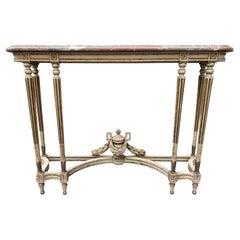 Antique 18th Century French Louis XVI Painted and Marble Top Console Table