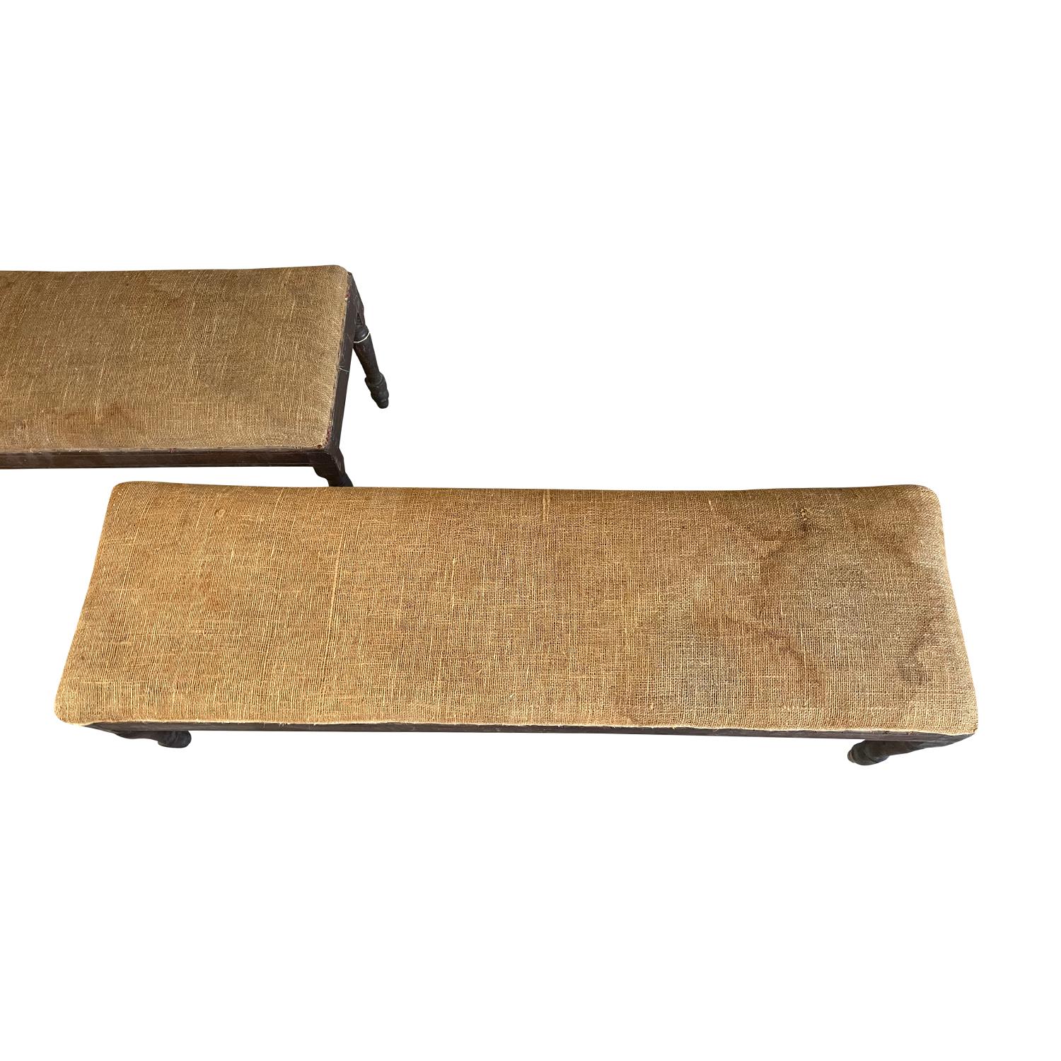 Tissu Paire de bancs anciens Louis XVI du 18ème siècle en vente