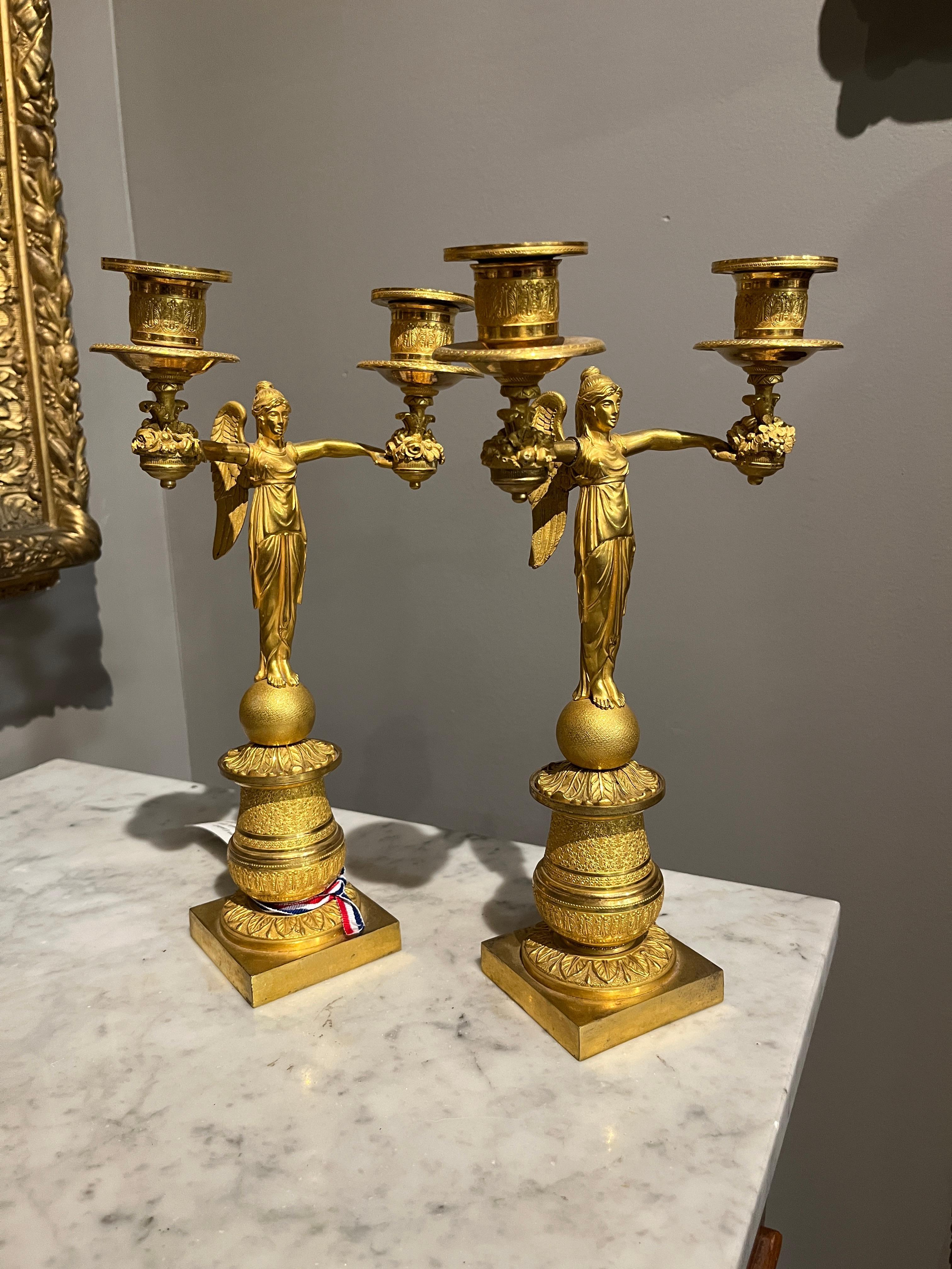 18th Century French Louis XVI Pair of Ormolu Candelabra Palais Royal 
Beautiful pair purchased in France. Age appropriate wear, see detailed photos or message us with questions. 