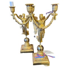 18th Century French Louis XVI Pair Ormolu Candelabra Pail Royal