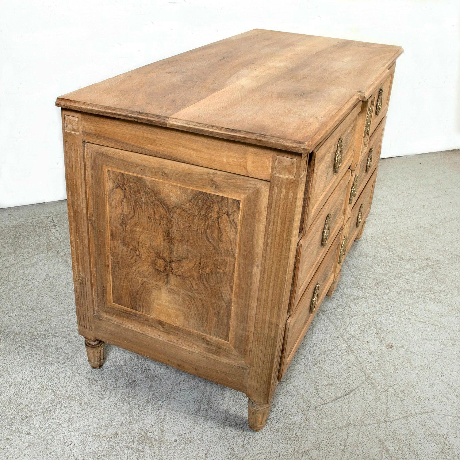 18th Century French Louis XVI Period Bleached Walnut and Burl Walnut Commode For Sale 14