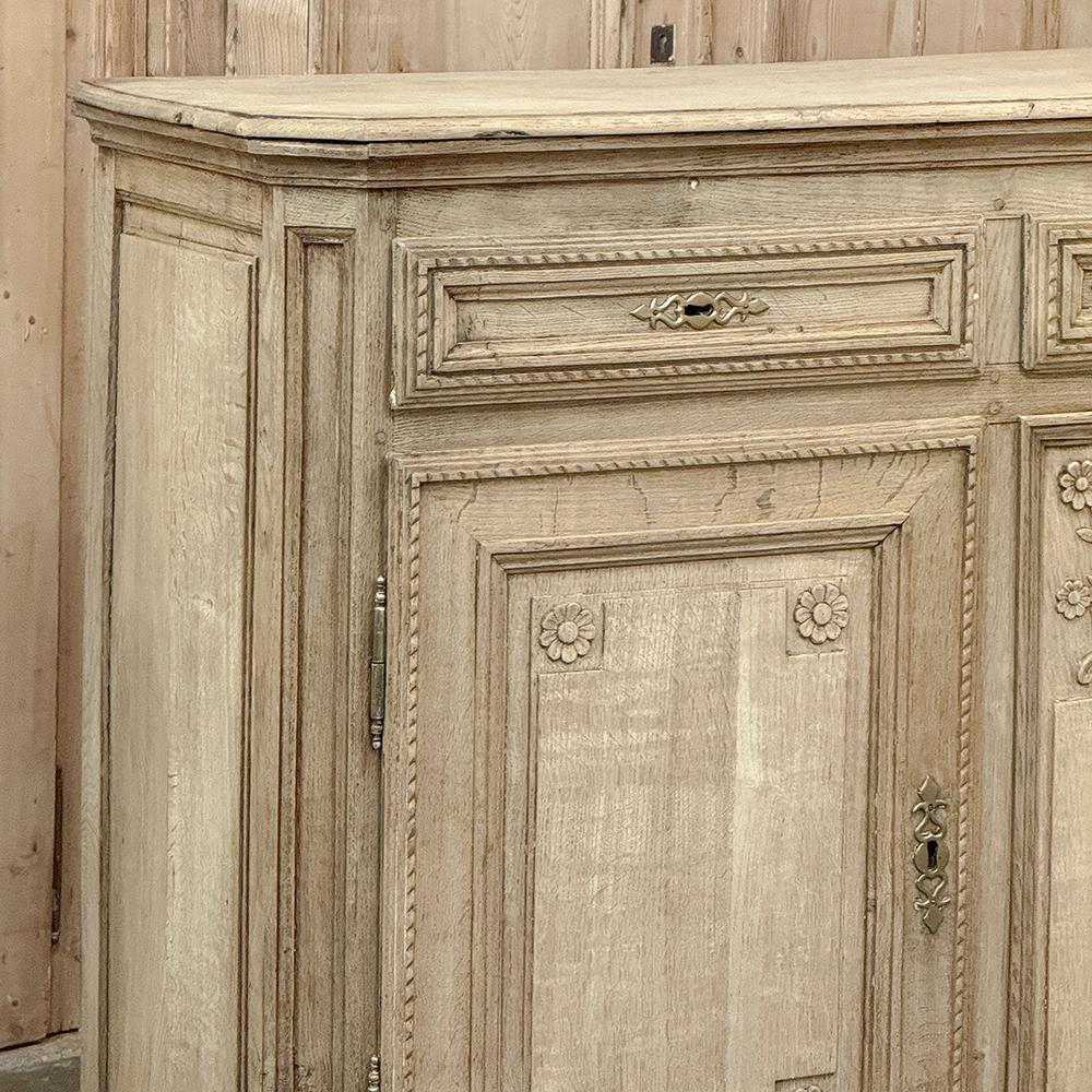Brass 18th Century French Louis XVI Period Buffet in Stripped Oak For Sale