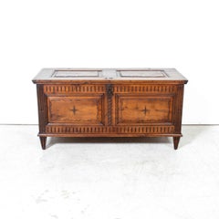 18th Century French Louis XVI Period Carved Walnut Coffer/Trunk with Marquetry