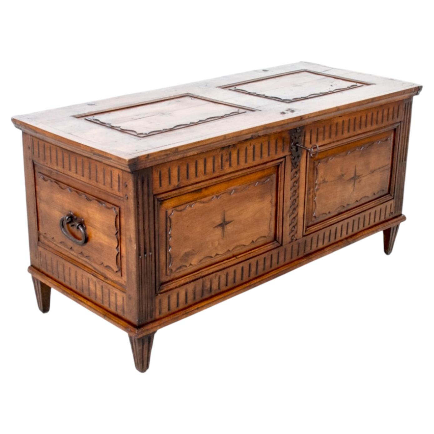 18th Century French Louis XVI Period Carved Walnut Coffer/Trunk with Marquetry