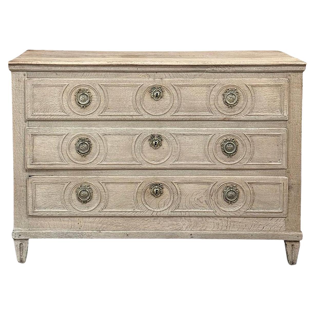 18th Century French Louis XVI Period Commode in Stripped Oak For Sale