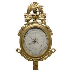 18th Century French Louis XVI Period Gilded Barometer by Evangelista Torricelli