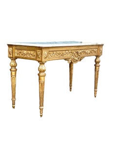 Rare et imposante console en bois doré d'époque Louis XVI, XVIIIe siècle
