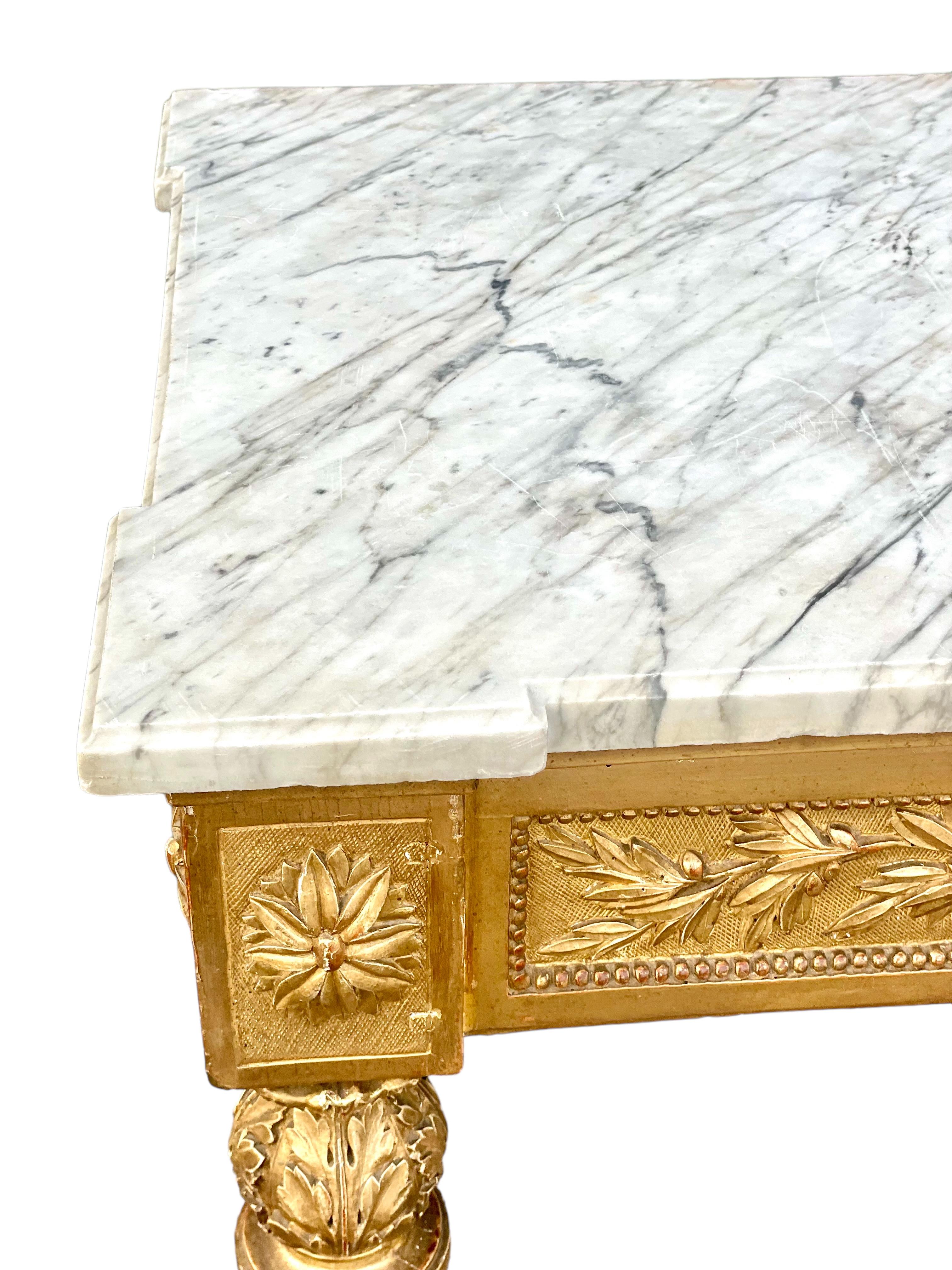 18th Century French Louis XVI Period Giltwood Console Table For Sale 3