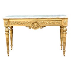 Antique 18th Century French Louis XVI Period Giltwood Console Table