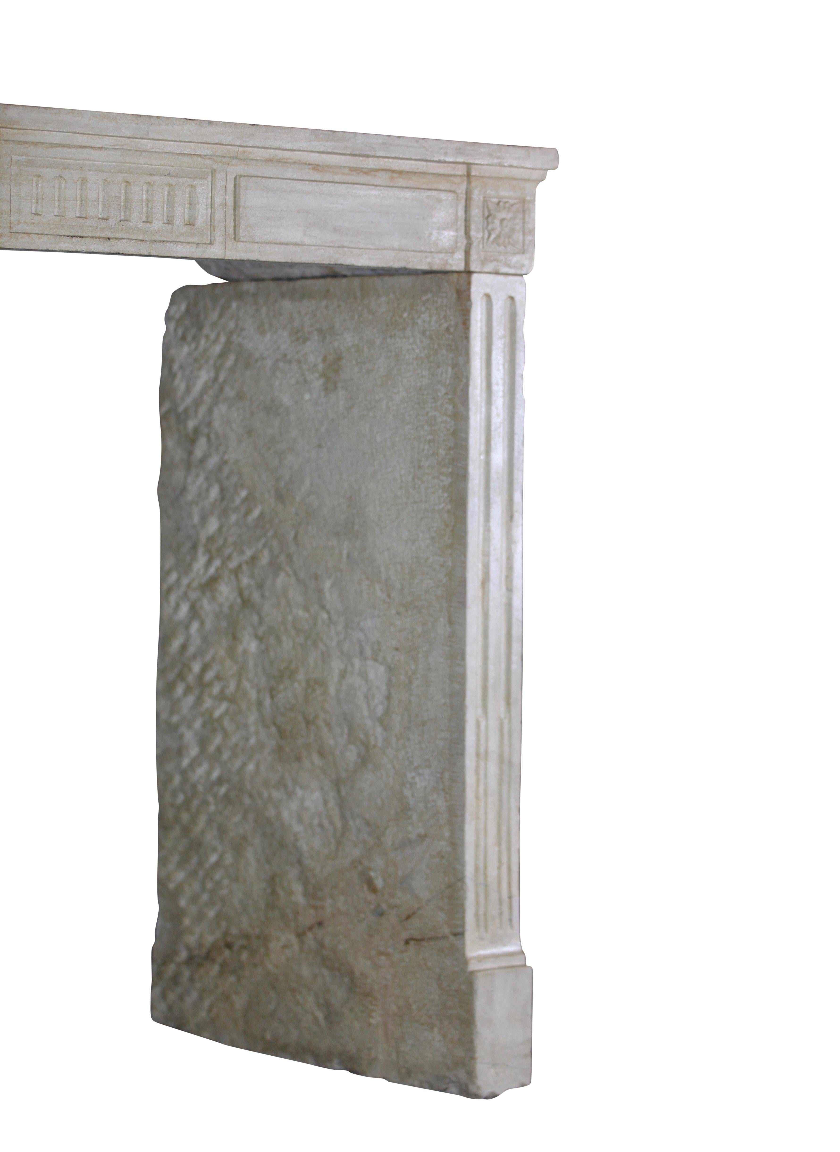 18th Century French Louis XVI Period Limestone Antique Fireplace Surround 6