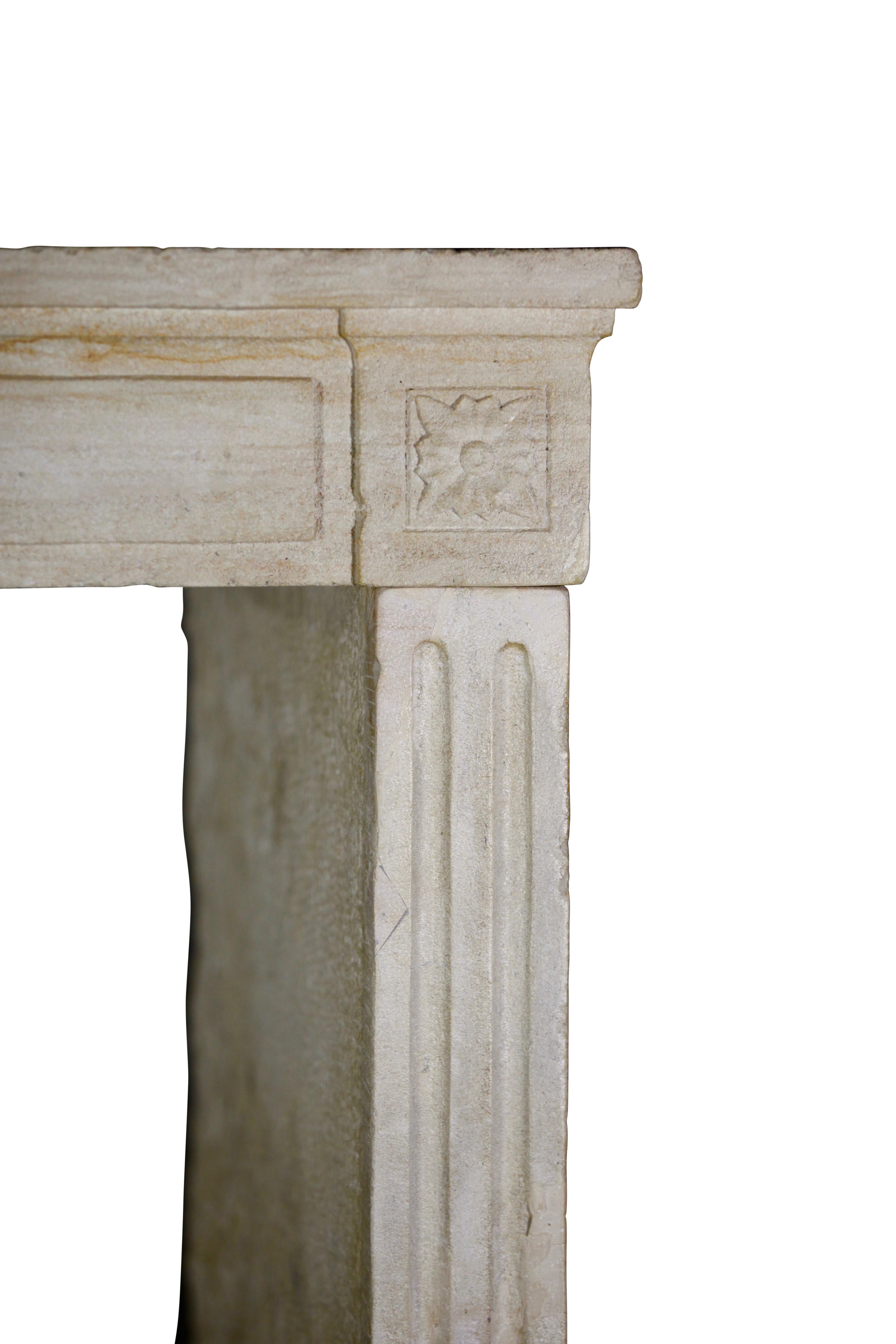 18th Century French Louis XVI Period Limestone Antique Fireplace Surround 2