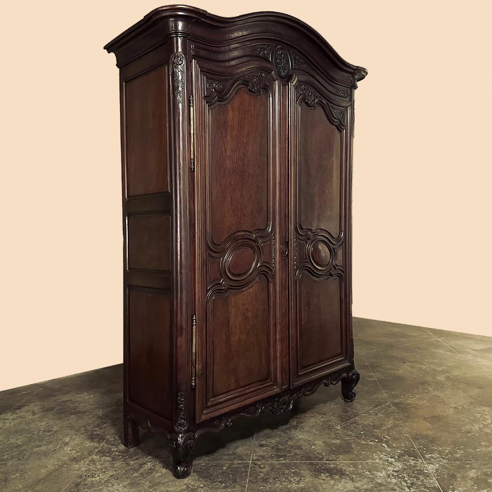 Hand-Carved 18th Century French Louis XVI Period Mahogany Armoire For Sale