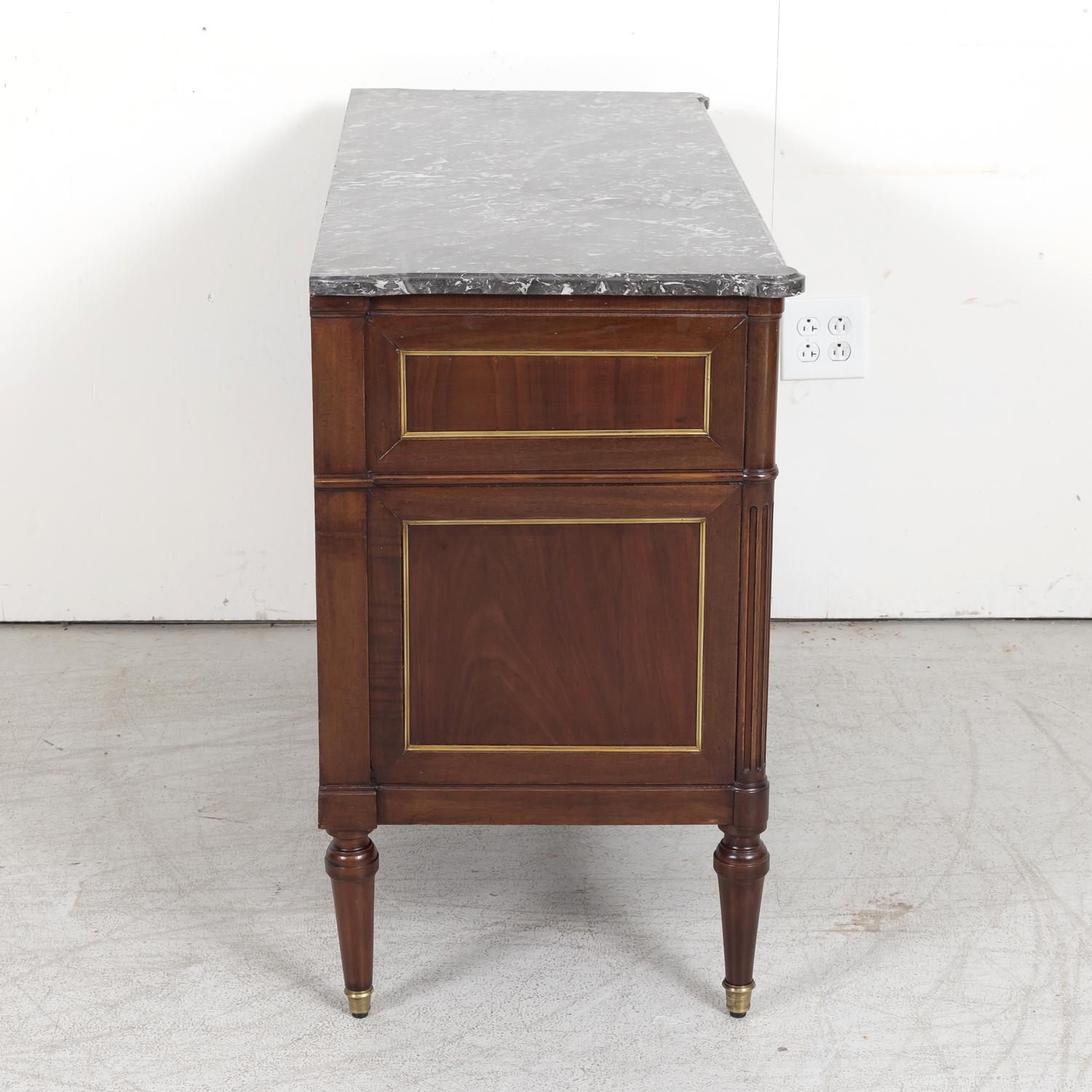 18th Century French Louis XVI Period Mahogany Commode with Saint Anne Marble Top For Sale 12