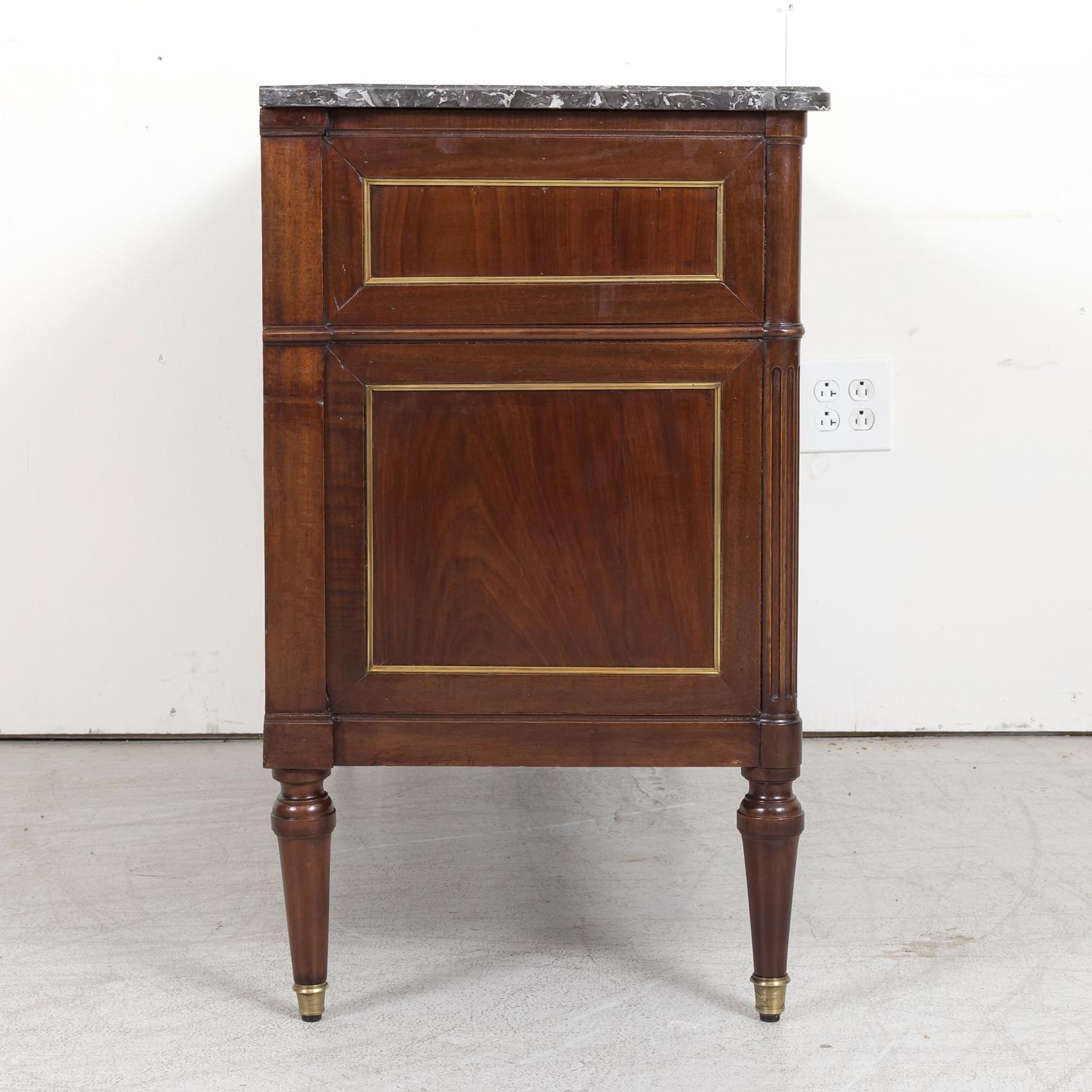 18th Century French Louis XVI Period Mahogany Commode with Saint Anne Marble Top For Sale 13