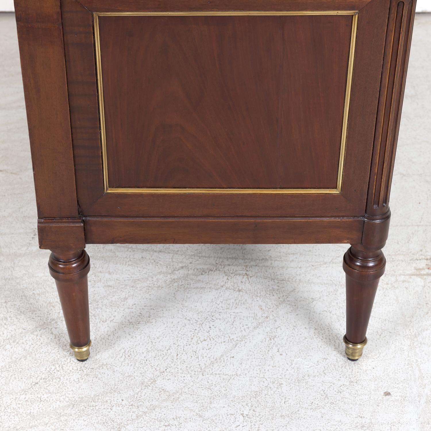 18th Century French Louis XVI Period Mahogany Commode with Saint Anne Marble Top For Sale 14