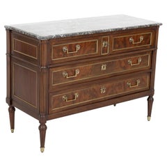 18th Century French Louis XVI Period Mahogany Commode with Saint Anne Marble Top