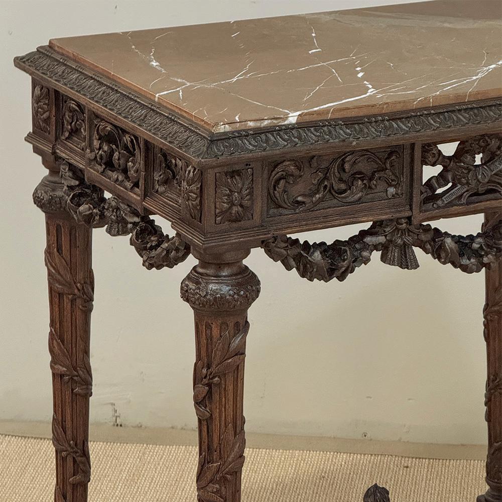Table d'appoint d'époque Louis XVI du XVIIIe siècle, à plateau de marbre Bon état - En vente à Dallas, TX