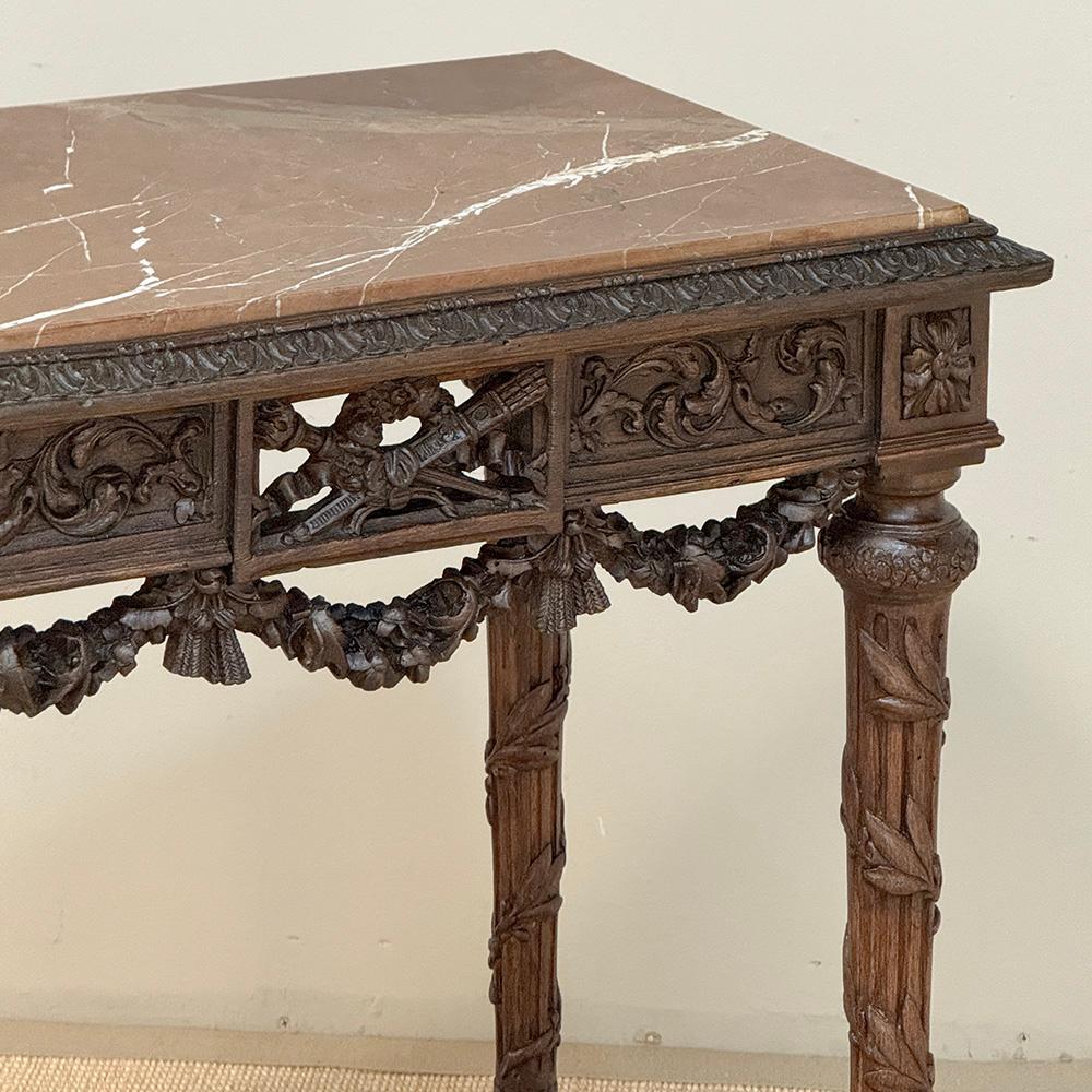 Marbre Table d'appoint d'époque Louis XVI du XVIIIe siècle, à plateau de marbre en vente