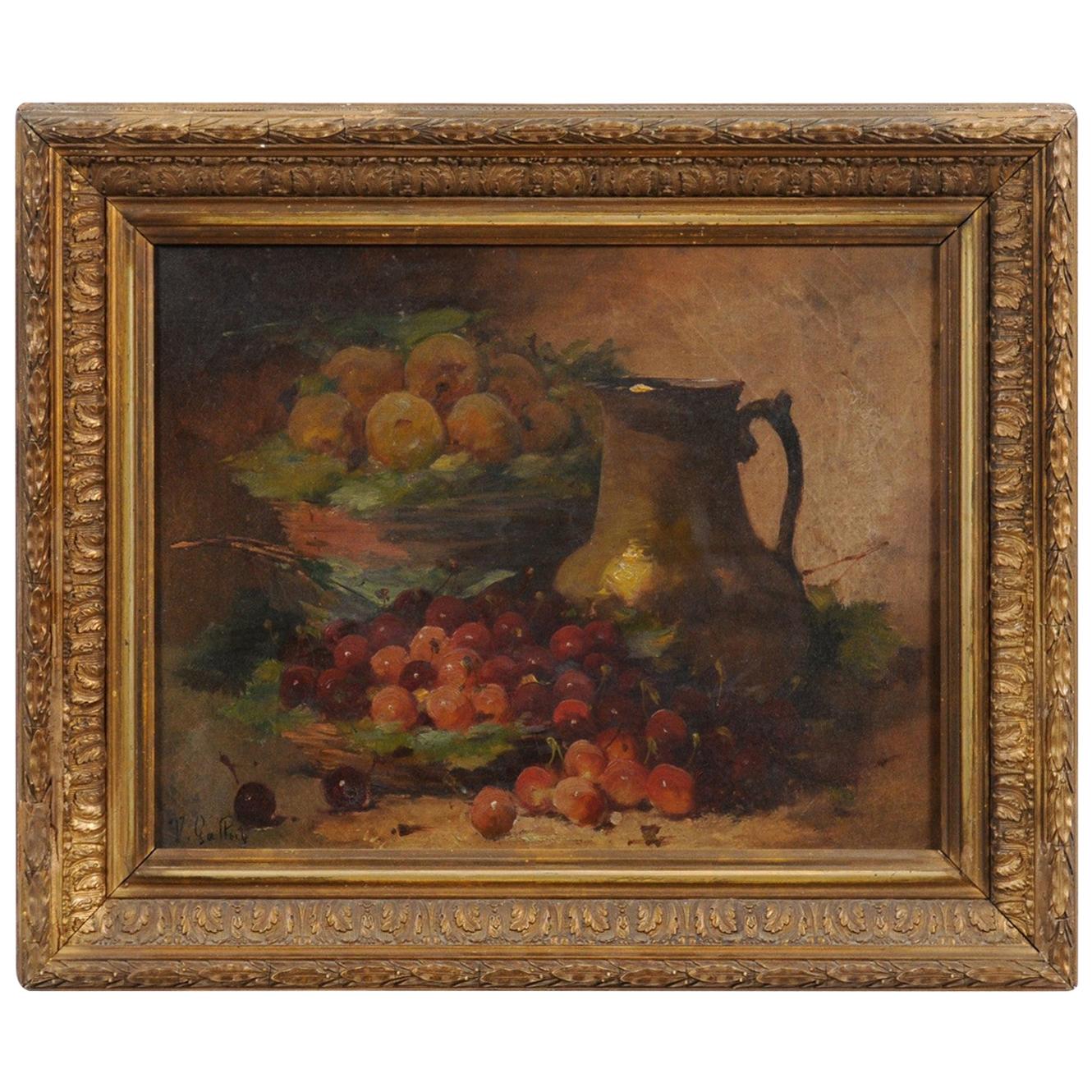 18th Century French Louis XVI Period Oil on Canvas Still-Life Frame Painting