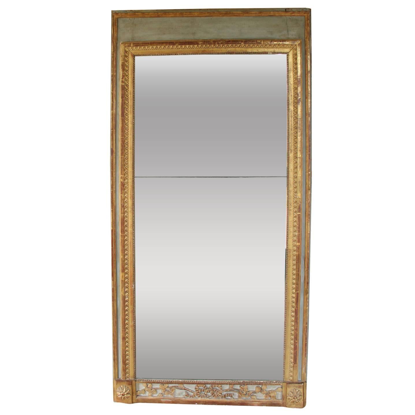 18th Century French Louis XVI Period Parcel Gilt Bastide Trumeau Mirror