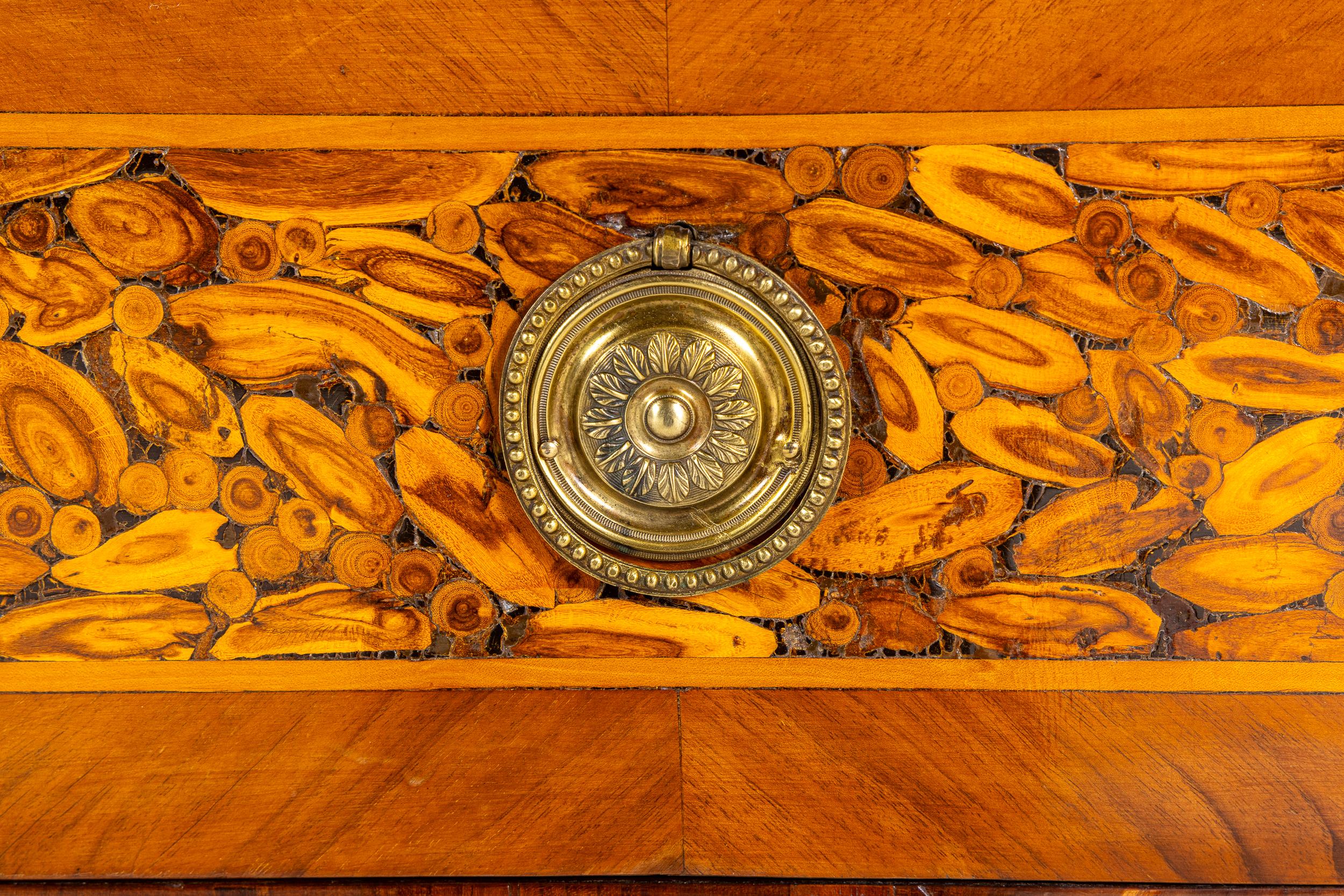 18th Century French Louis XVI Period Parquetry Commode Commode with Marble Top In Excellent Condition For Sale In Gloucestershire, GB