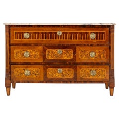 18th Century French Louis XVI Period Parquetry Commode Commode with Marble Top
