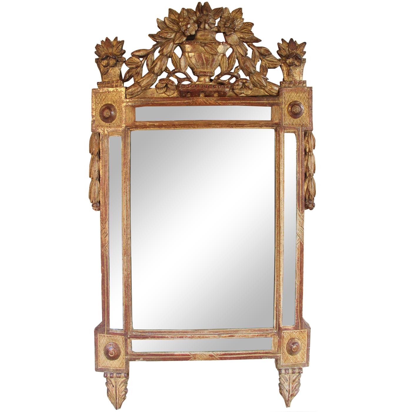 18th Century French Louis XVI Period Richly Carved Giltwood Mirror