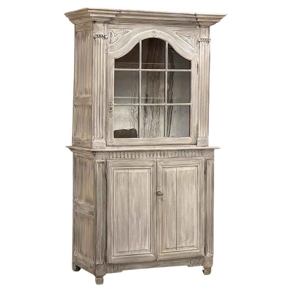 18th Century French Louis XVI Period Whitewashed Bookcase, Vitrine For Sale