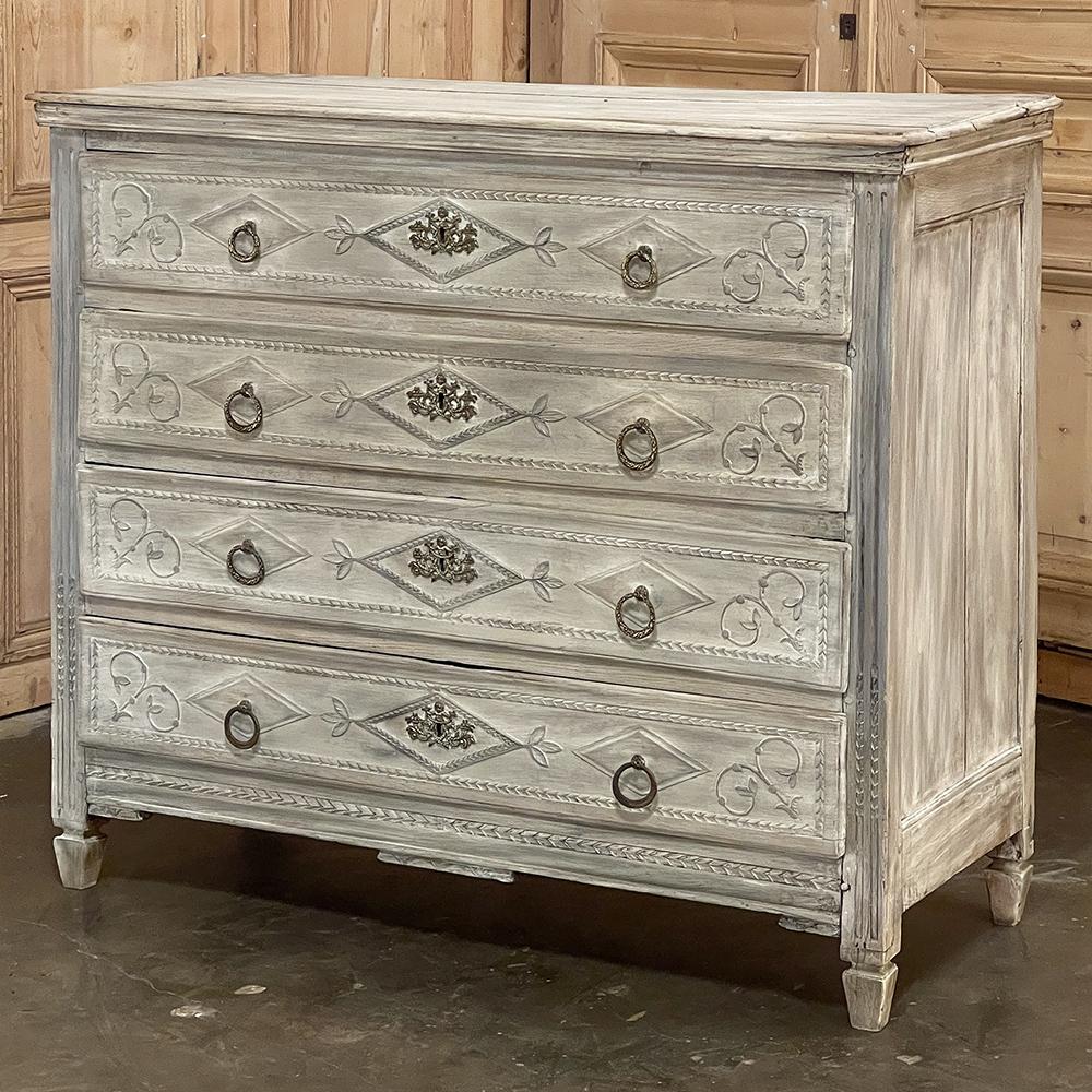18th Century French Louis XVI Period Whitewashed Commode In Good Condition For Sale In Dallas, TX