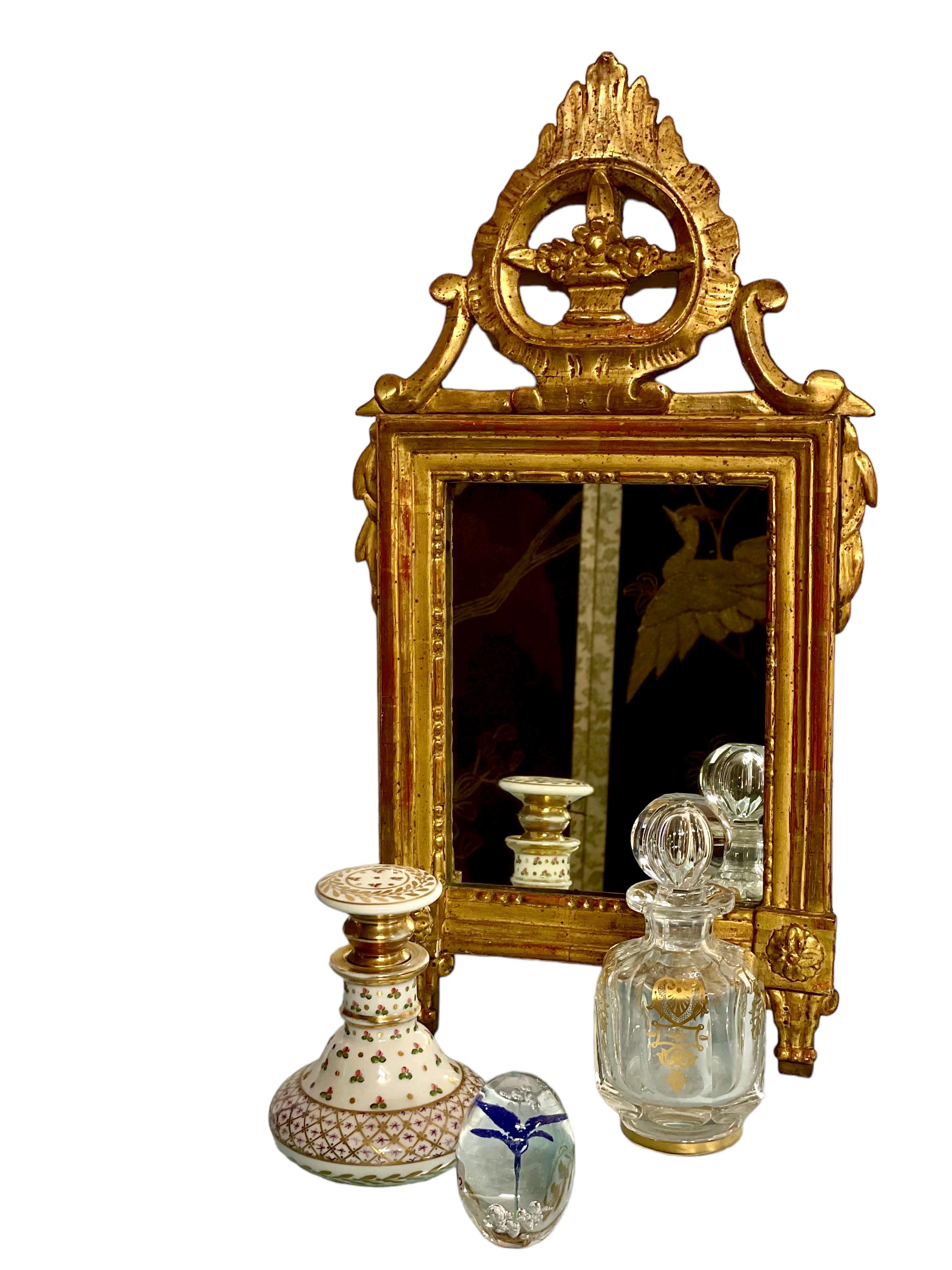 18th Century and Earlier 18th Century French Louis XVI Period Giltwood Mirror For Sale