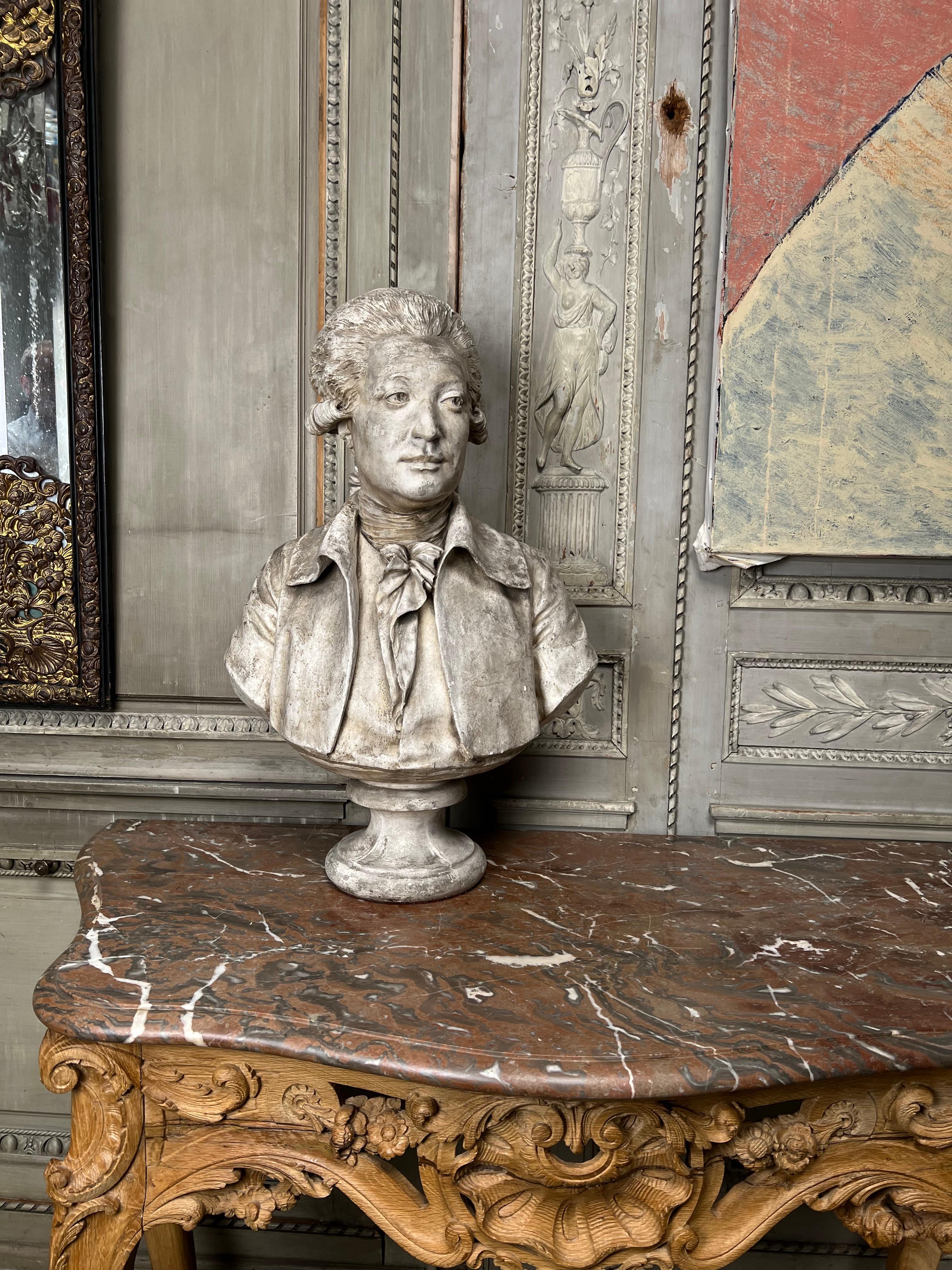 18th Century French Louis XVI Plaster Bust Portrait of Nicolas de Condorcet For Sale 10